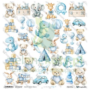 Papier do scrapbookingu 30x30 ScrapAndMe dodatki do wycinania Baby 01