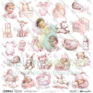 Papier do scrapbookingu 30x30 ScrapAndMe dodatki do wycinania Baby 04