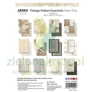 Zestaw papierów do scrapbookingu 15x20cm Arden Creative Studio Vintage Makers Essentials