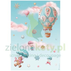 Papier ryżowy decoupage Stamperia A4 Candy Christmas Balony c x