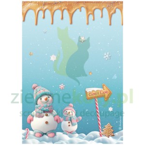 Papier ryżowy decoupage Stamperia A4 Candy Christmas Bałwanek x