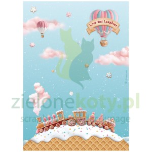 Papier ryżowy decoupage Stamperia A4 Candy Christmas Pociąg x