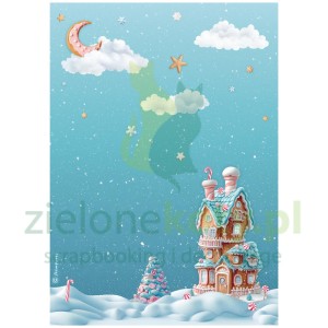 Papier ryżowy decoupage Stamperia A4 Candy Christmas Domek marcepan x