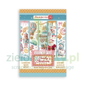 Zestaw papierów samoprzylepnych Stamperia Washi Pad Candy Christmas A5 / 8szt 