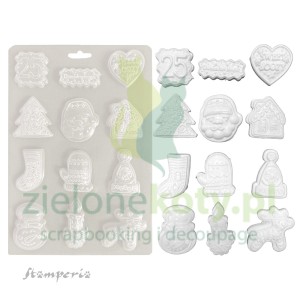 Forma foremka silikonowa do tekstur Stamperia A5 Candy Christmas Elementy