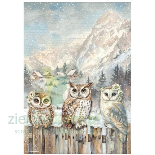 Papier-ryżowy-Stamperia-Owl's-House-sowy