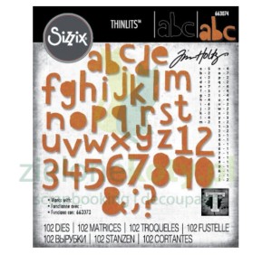Wykrojnik Sizzix Thinlits Alphanumeric, cutout lower litery, cyfry