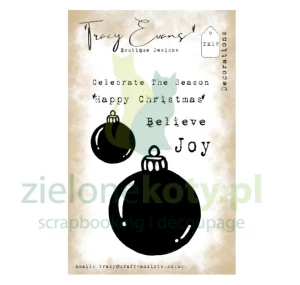 Stempel Tracy Evans Decorations bombki napisy