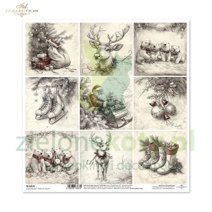 Papier do scrapbookingu  30x30 cm ITD dodatki do wycinania motywy świąteczne