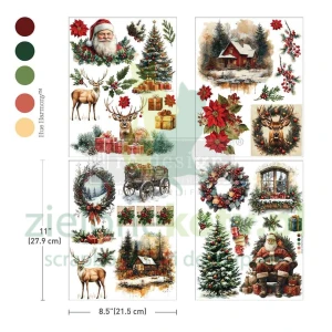 Transfer Re design with Prima  A4 x 4 szt. Yuletide Nostalgia Boże Narodzenie