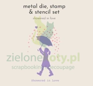 Wykrojnik + stempel + maska Crafter's Companion Showered in love dziewczynka