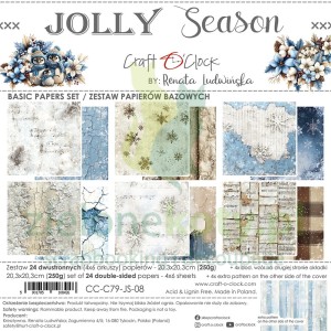 Zestaw papierów do scrapbookingu 20x20 Craft O'Clock Jolly Season bazowe