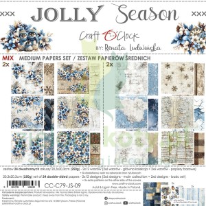 Zestaw papierów do scrapbookingu 20x20 Craft O'Clock Jolly Season Mix 