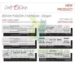 Papier do scrapbookingu Craft o'Clock paski z napisami Motywacyjne 12 szt. 