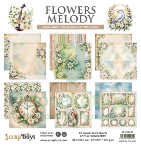 Zestaw papierów do scrapbookingu 30x30 ScrapBoys Flowers Melody