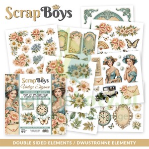 Zestaw papierów do scrapbookinu Pop Up Paper Pad 15x15 cm ScrapBoys Vintage Elegance