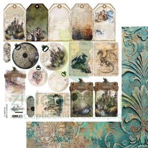 Papier do scrapbookingu 30x30 Alchemy Of Art dodatki do wycinania The Legends of the Dragons Legendy Smoków Tagi