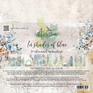 Zestaw papierów 20x20 do scrapbookingu Alchemy Of Art In shades of blue W odcieniach niebieskiego
