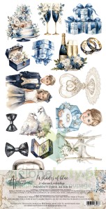 Zestaw papierów 15x30 Alchemy Of Art dodatki do wycinania In the shades of blue W odcieniach niebiskiego