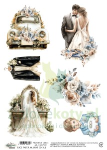 Papier ryżowy Alchemy Of Art A4 In shades of blue W odcieniach niebieskiego  ślub