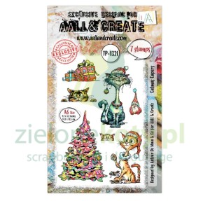 Stempel akrylowy AALL & Create Santa's Sidekicks A6 Catmas Capers koty choinka