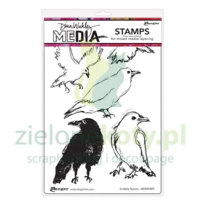Stempel Ranger Dina Wakley Scribbly Ravens kruki x