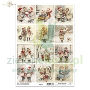 Papier do scrapbookingu ITD A4 święta vintage dzieci