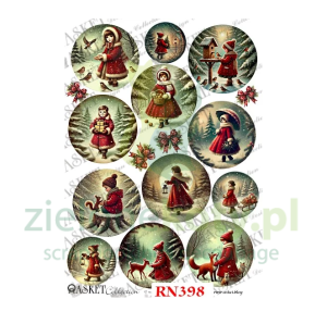 Papier ryżowy decoupage Asket  A4 dzieci zima