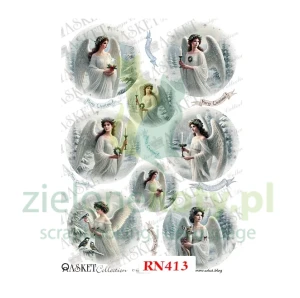 Papier ryżowy decoupage Asket  A4 Anioły zima