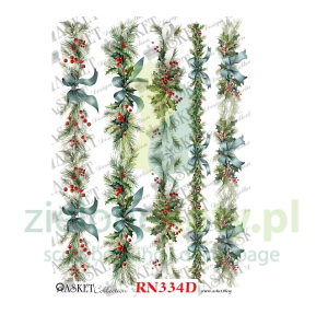 Papier ryżowy decoupage Asket  A4 drobne gałązki świąteczne