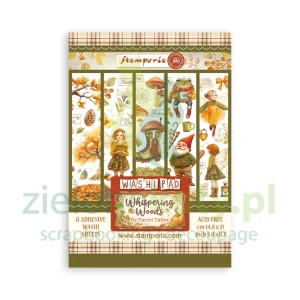 Zestaw papierów samoprzylepnych Stamperia Washi Whispering Woods A5 / 8szt 