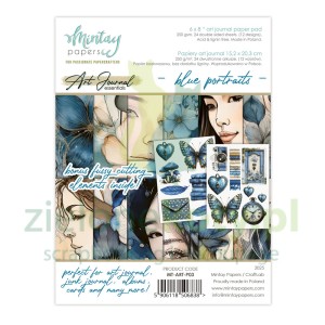 Zestaw papierów do scrapbookingu 15x20cm Mintay Art Journal Blue Portraits 
