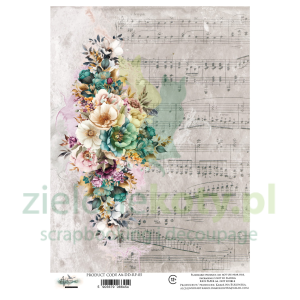 Papier ryżowy Alchemy Of Art A4 Dreamy Dreams kwiaty nuty