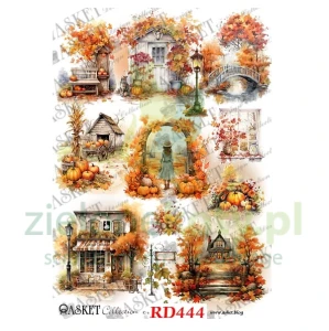 Papier ryżowy decoupage Asket  A4 jesień w pełnej krasie widoczki