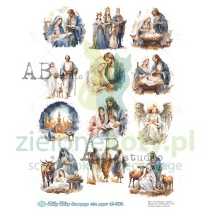 Papier ryżowy decoupage AB Studio Milky Valley Święta Rodzina, Szopka