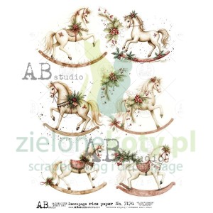 Papier ryżowy decoupage AB Studio koniki na biegunach