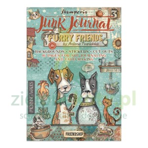 Zestaw papierów do scrapbookingu i dodatków Junk Journal Stamperia Furry Friends