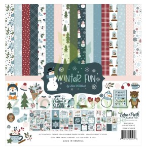 Zestaw papierów do scrapbookingu 30x30 Echo Park Winter Fun + naklejki 
