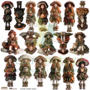 Naklejki papierowe ScrapLove Autumn forest girls 1 jesienne leśne dziewczynki x