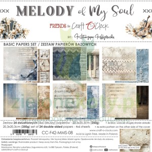 Zestaw papierów do scrapbookingu 20x20 Craft O'Clock Melody of My Soul bazowe
