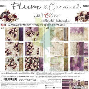 Zestaw papierów do scrapbookingu 20x20 Craft O'Clock Plum & Caramel Mix 