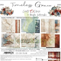 Zestaw papierów do scrapbookingu 20x20 Craft O'Clock Timeless Grace bazowe 