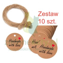 Zawieszki kraft 10szt okrągłe handmade