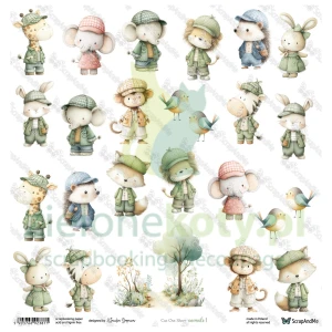 Papier do scrapbookingu 30x30 ScrapAndMe dodatki do wycinania Animals 01 zwierzątka