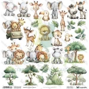 Papier do scrapbookingu 30x30 ScrapAndMe dodatki do wycinania Animals 02 zwierzątka 
