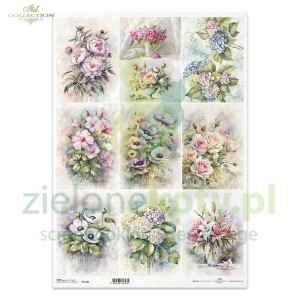 Papier ryżowy ITD Collection A3 Letnie bukiety kwiatów