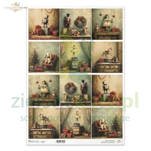 Papier ryżowy ITD Collection A3 zabawki święta vintage 