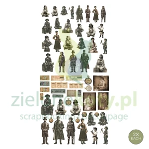 Dodatki papierowe die-cuts Prima Finnabair Ephemera Time Travelers laleczki 116 szt.