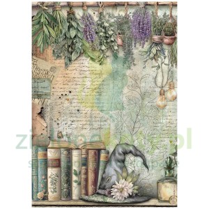 Papier ryżowy decoupage Stamperia A4 Herbarium Silvae Książki