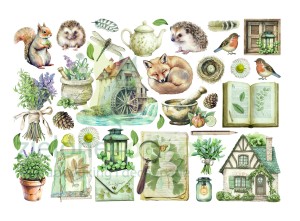 Dodatki papierowe die-cuts Stamperia Ephemera Herbarium Silvae samoprzylepne
